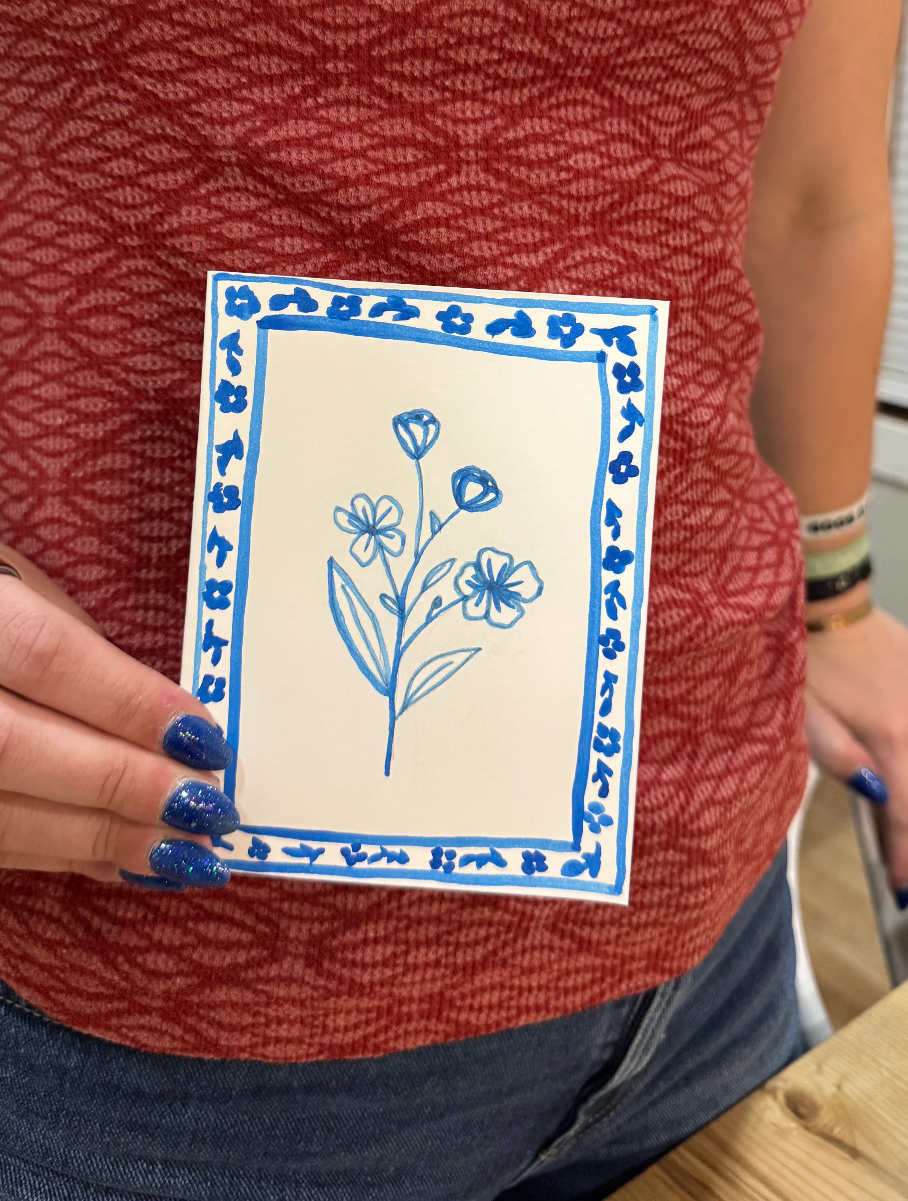 Blue Flower Frame Card